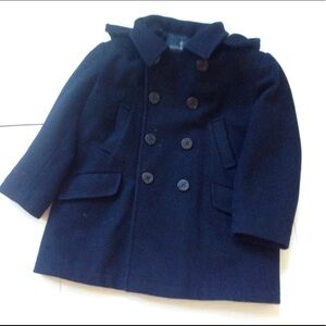 Brian Mathews Blue Wool Pea Coat Jacket
